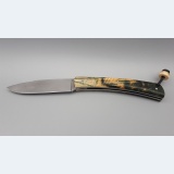 couteau Grimpeur Lame Damas Carbone et Erable Négundo Stabilisé