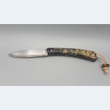 couteau Grimpeur Lame Suminagashi et Erable Negundo Stabilisé