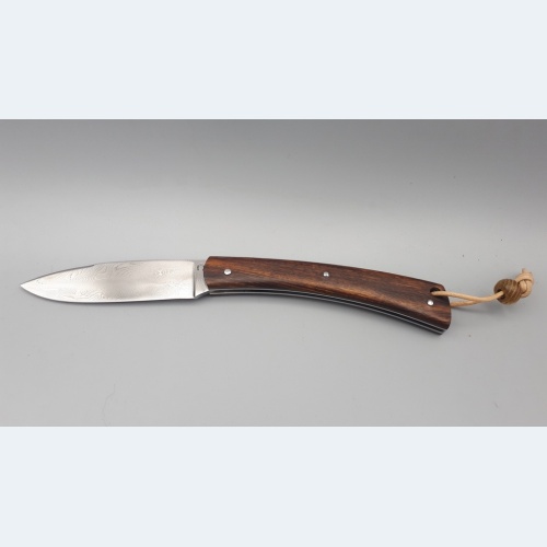 couteau Grimpeur Lame Damas Carbone et Bois de Fer