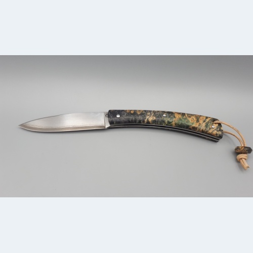 couteau Grimpeur Lame Suminagashi et Erable Negundo Stabilisé