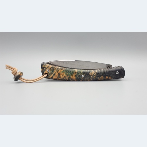 couteau Grimpeur Lame Suminagashi et Erable Negundo Stabilisé